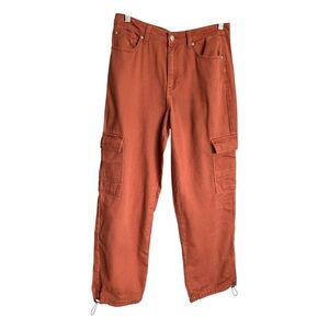 Forever 21 pants cargo utility pockets orange toggle wide leg size 28